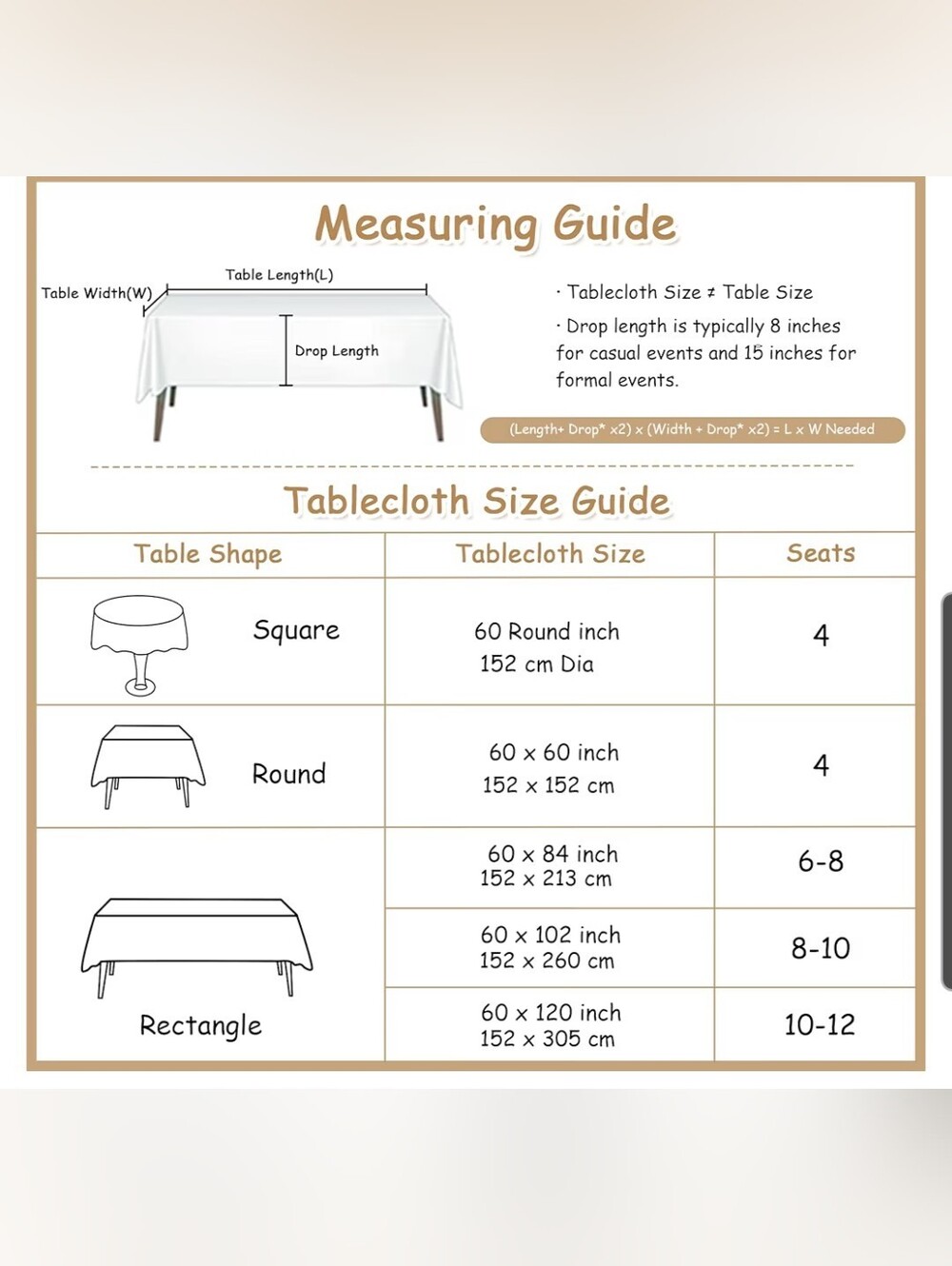 Linen Look Washable Tablecloth With Tassels 102x60 Rectangular - Picture 6 of 6